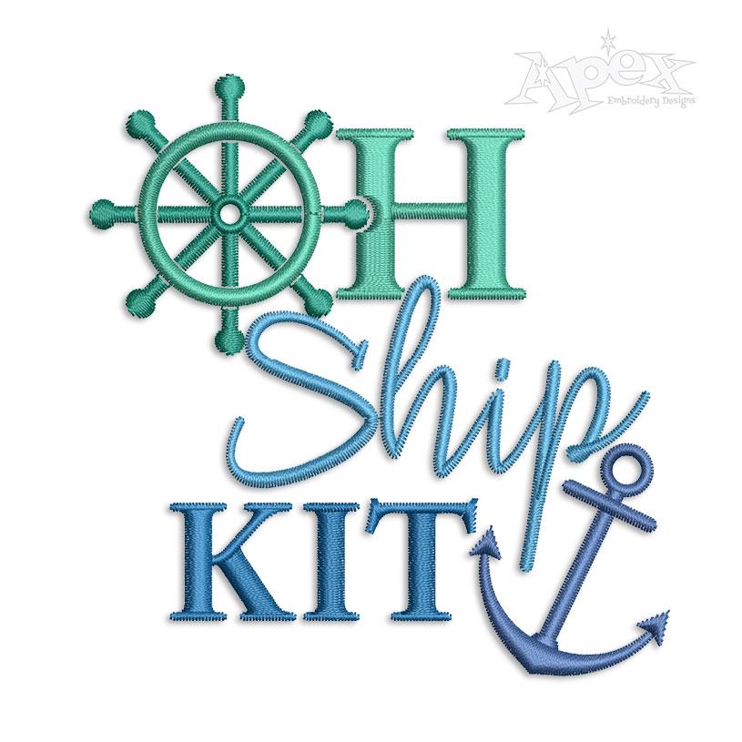Oh Ship Kit Nautical Rose Wheel and Anchor Embroidery Design